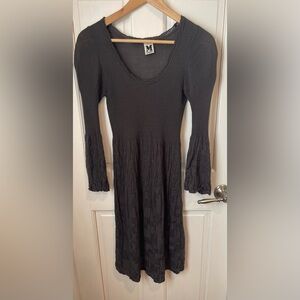 Missoni Textured Scoop Neck Charcoal Bell Sleeve Dress Size 4